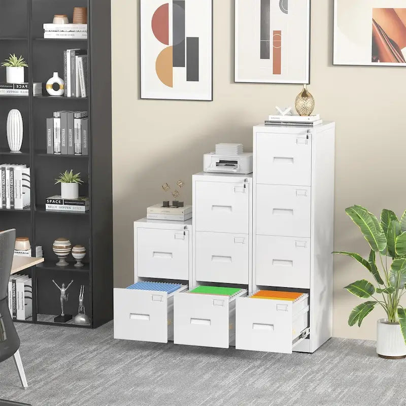 4-Drawer Vertical Metal Locking File Cabinet with Adjustable Hanging Rails 18 Inch Deep
