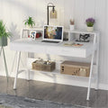 47 Inch Home Office Computer Desk with Monitor Riser Dual Drawers and Storage Shelves