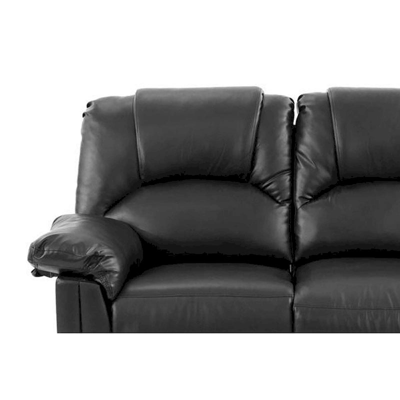 2-Seat Recliner Loveseat in Black Bonded Leather with High Backrest Wide Cushions and Elevated Arms