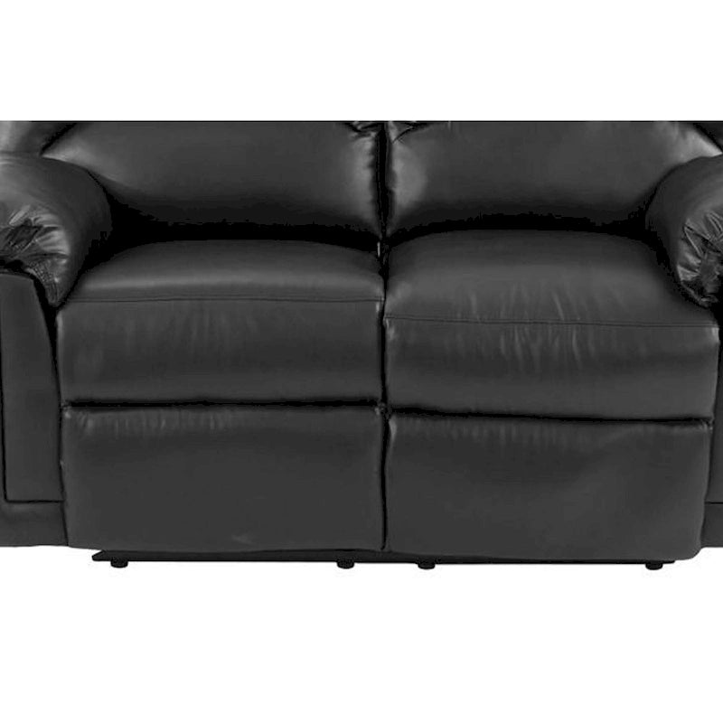 2-Seat Recliner Loveseat in Black Bonded Leather with High Backrest Wide Cushions and Elevated Arms