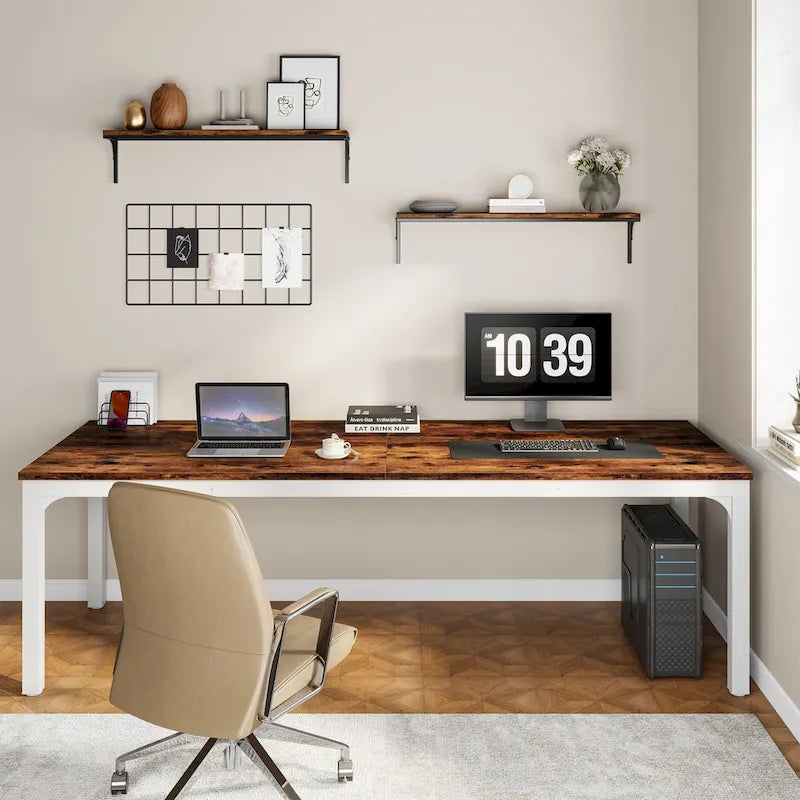 78.8 Inch Extra-Long 2-Person Computer Desk with Sturdy Metal Legs Scratch-Resistant Surface for Home Office