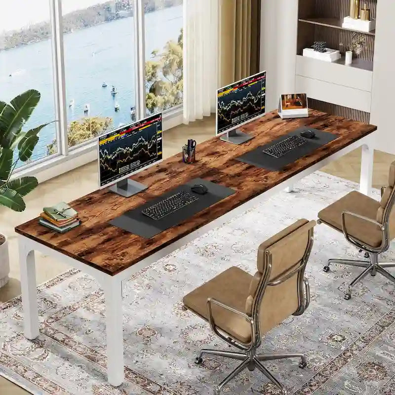 78.8 Inch Extra-Long 2-Person Computer Desk with Sturdy Metal Legs Scratch-Resistant Surface for Home Office