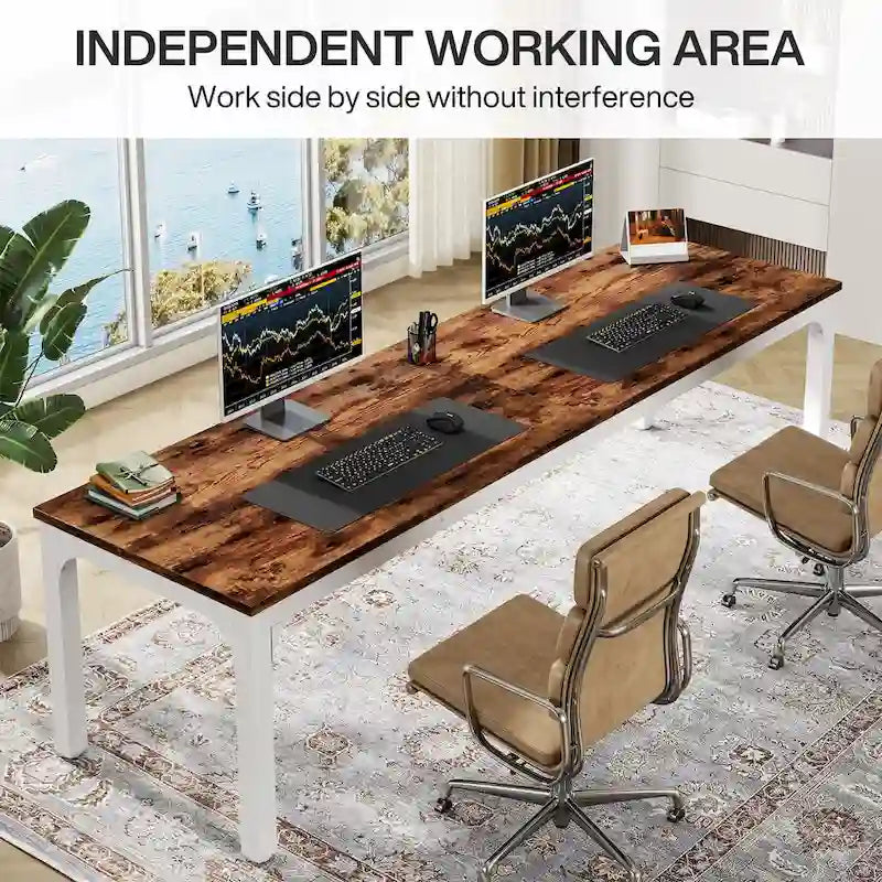 78.8 Inch Extra-Long 2-Person Computer Desk with Sturdy Metal Legs Scratch-Resistant Surface for Home Office