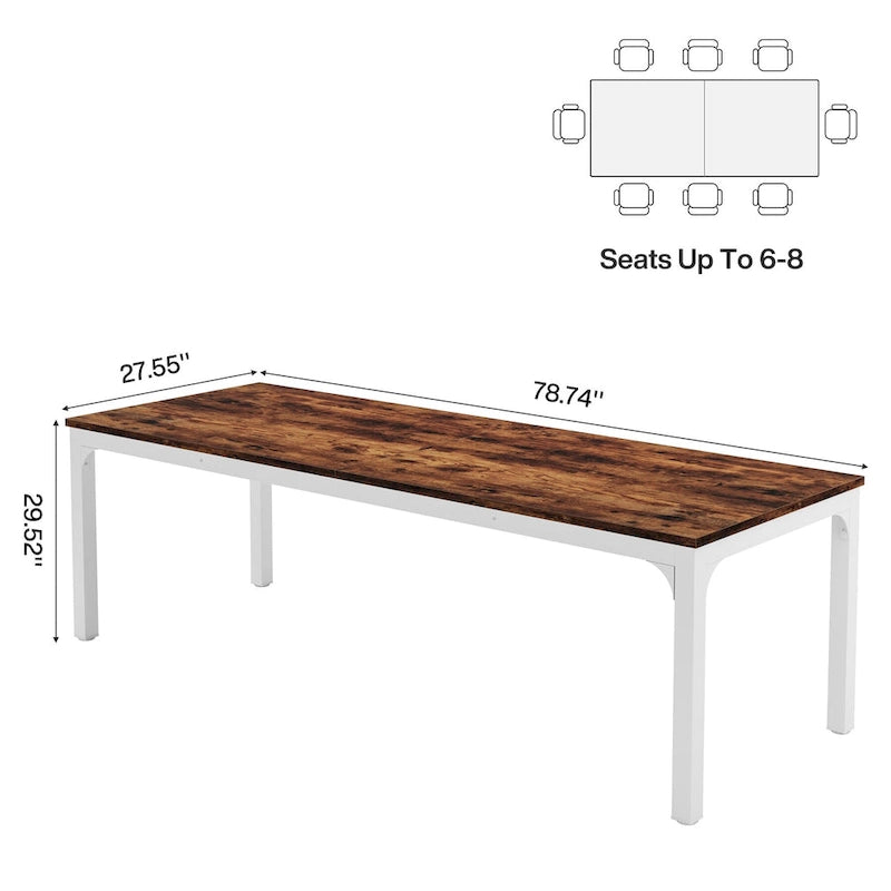 78.8 Inch Extra-Long 2-Person Computer Desk with Sturdy Metal Legs Scratch-Resistant Surface for Home Office
