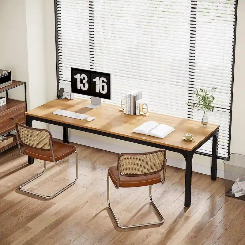 78.8 Inch Extra-Long 2-Person Computer Desk with Sturdy Metal Legs Scratch-Resistant Surface for Home Office