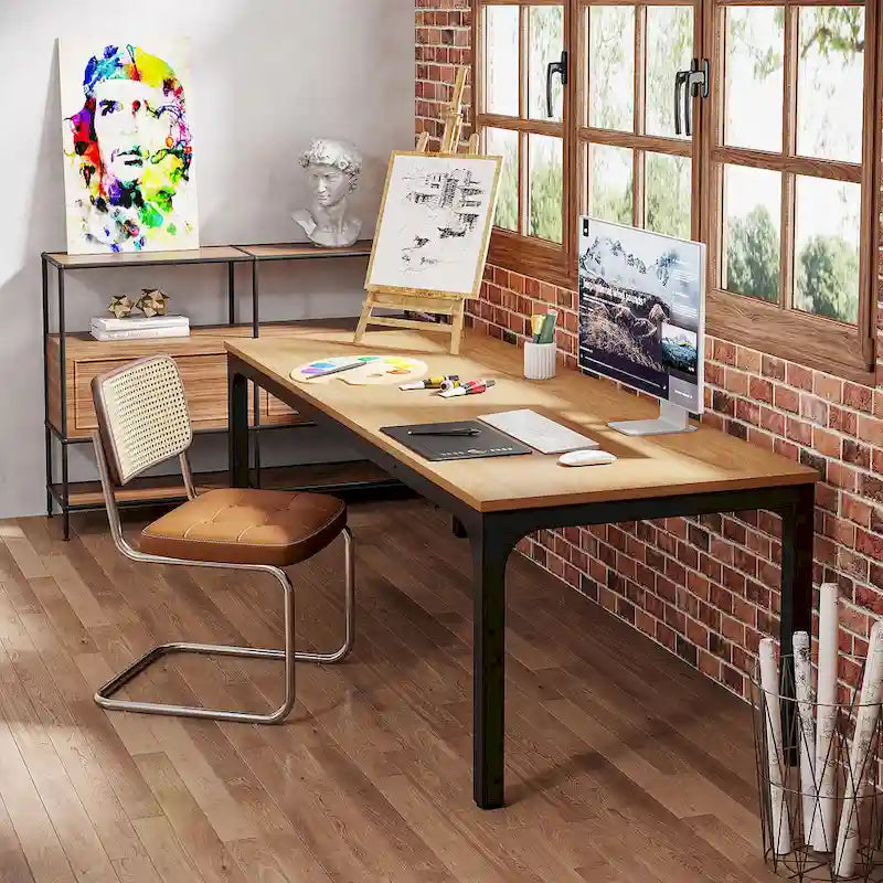 78.8 Inch Extra-Long 2-Person Computer Desk with Sturdy Metal Legs Scratch-Resistant Surface for Home Office