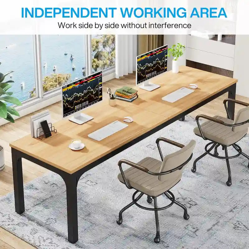 78.8 Inch Extra-Long 2-Person Computer Desk with Sturdy Metal Legs Scratch-Resistant Surface for Home Office