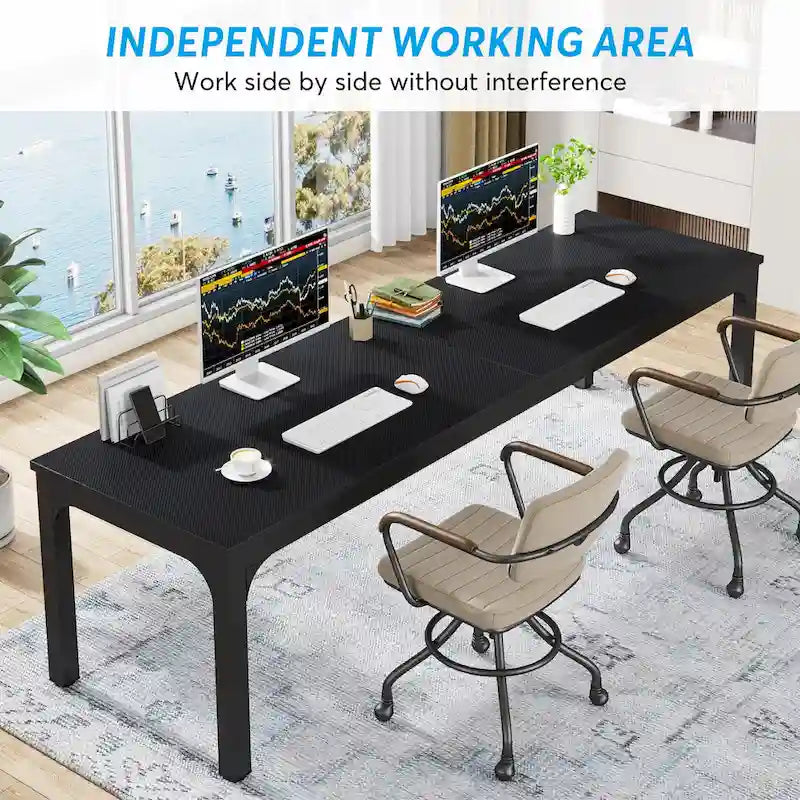 78.8 Inch Extra-Long 2-Person Computer Desk with Sturdy Metal Legs Scratch-Resistant Surface for Home Office