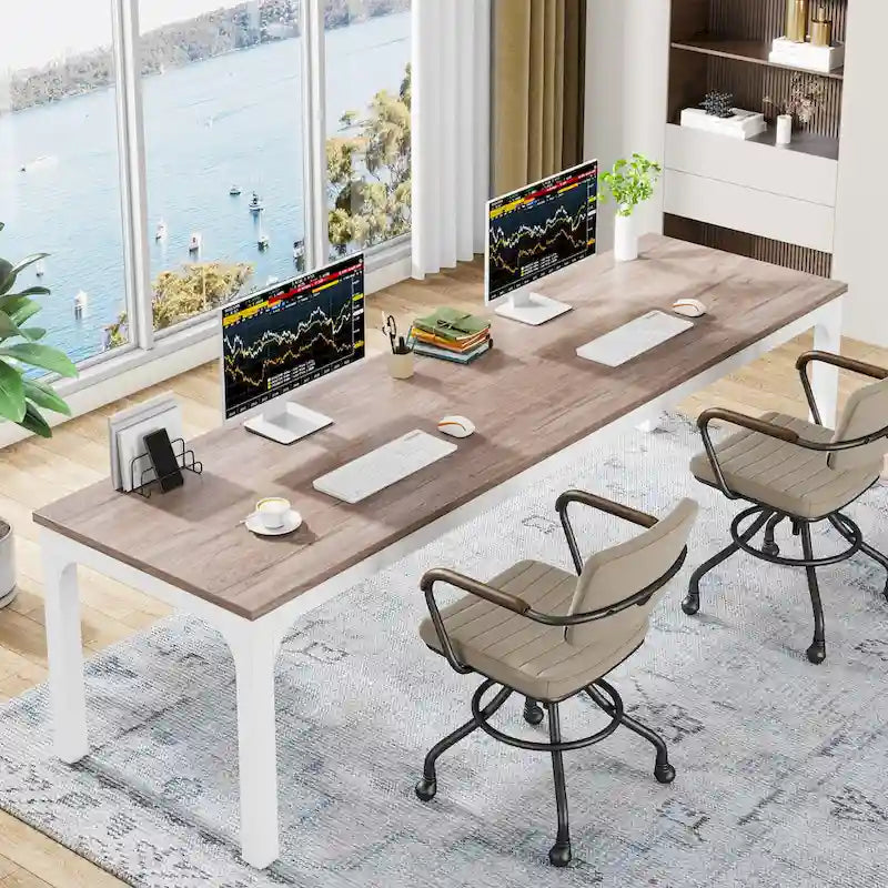 78.8 Inch Extra-Long 2-Person Computer Desk with Sturdy Metal Legs Scratch-Resistant Surface for Home Office