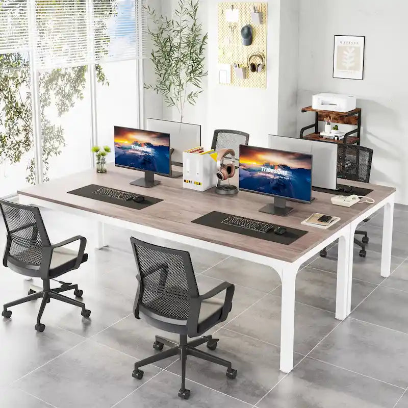78.8 Inch Extra-Long 2-Person Computer Desk with Sturdy Metal Legs Scratch-Resistant Surface for Home Office