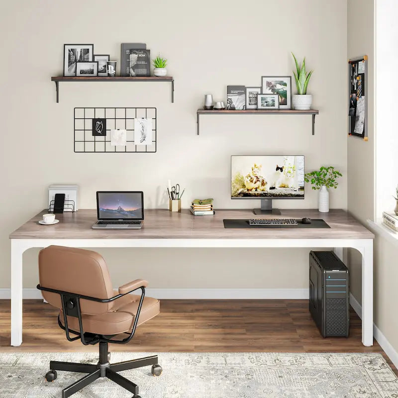 78.8 Inch Extra-Long 2-Person Computer Desk with Sturdy Metal Legs Scratch-Resistant Surface for Home Office