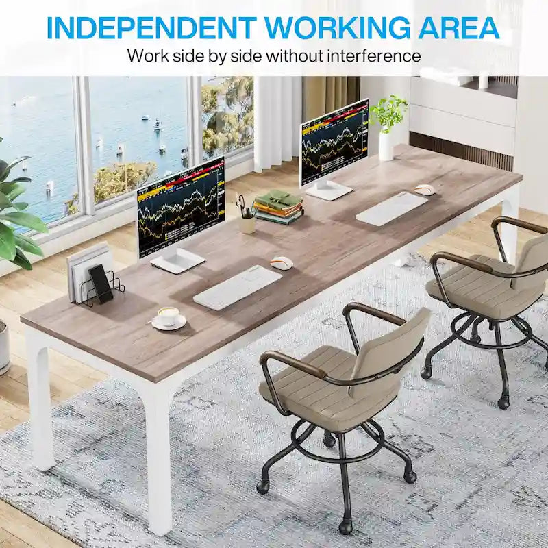 78.8 Inch Extra-Long 2-Person Computer Desk with Sturdy Metal Legs Scratch-Resistant Surface for Home Office