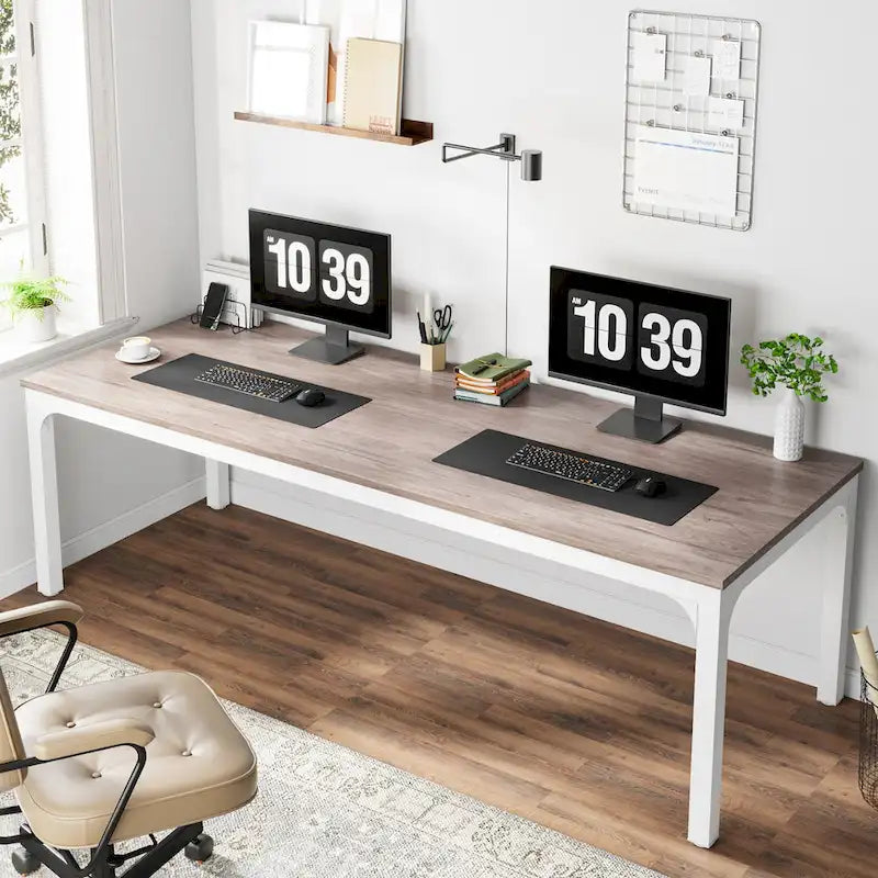 78.8 Inch Extra-Long 2-Person Computer Desk with Sturdy Metal Legs Scratch-Resistant Surface for Home Office
