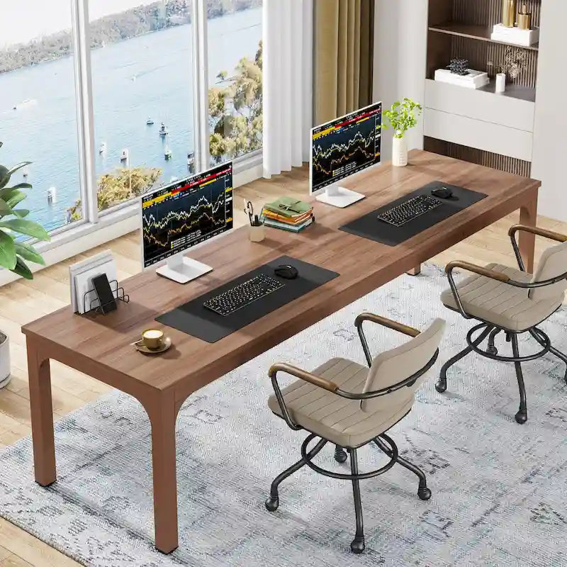 78.8 Inch Extra-Long 2-Person Computer Desk with Sturdy Metal Legs Scratch-Resistant Surface for Home Office