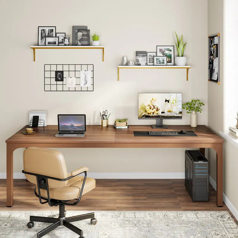 78.8 Inch Extra-Long 2-Person Computer Desk with Sturdy Metal Legs Scratch-Resistant Surface for Home Office