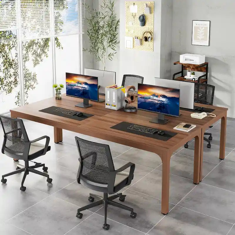78.8 Inch Extra-Long 2-Person Computer Desk with Sturdy Metal Legs Scratch-Resistant Surface for Home Office