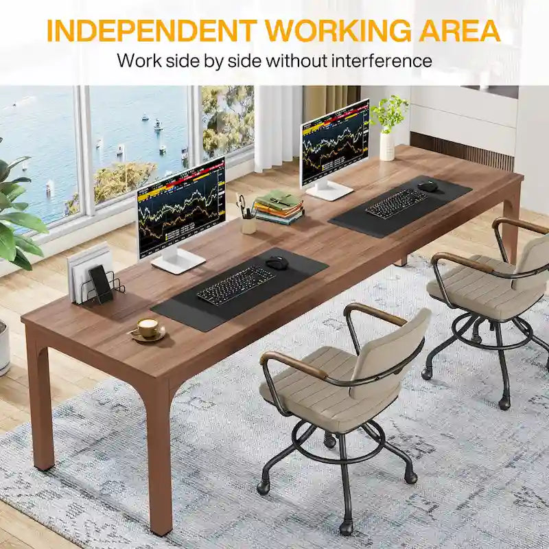78.8 Inch Extra-Long 2-Person Computer Desk with Sturdy Metal Legs Scratch-Resistant Surface for Home Office
