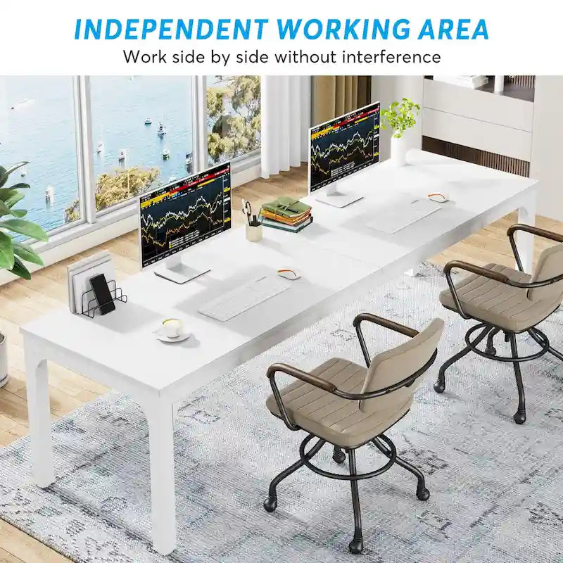 78.8 Inch Extra-Long 2-Person Computer Desk with Sturdy Metal Legs Scratch-Resistant Surface for Home Office