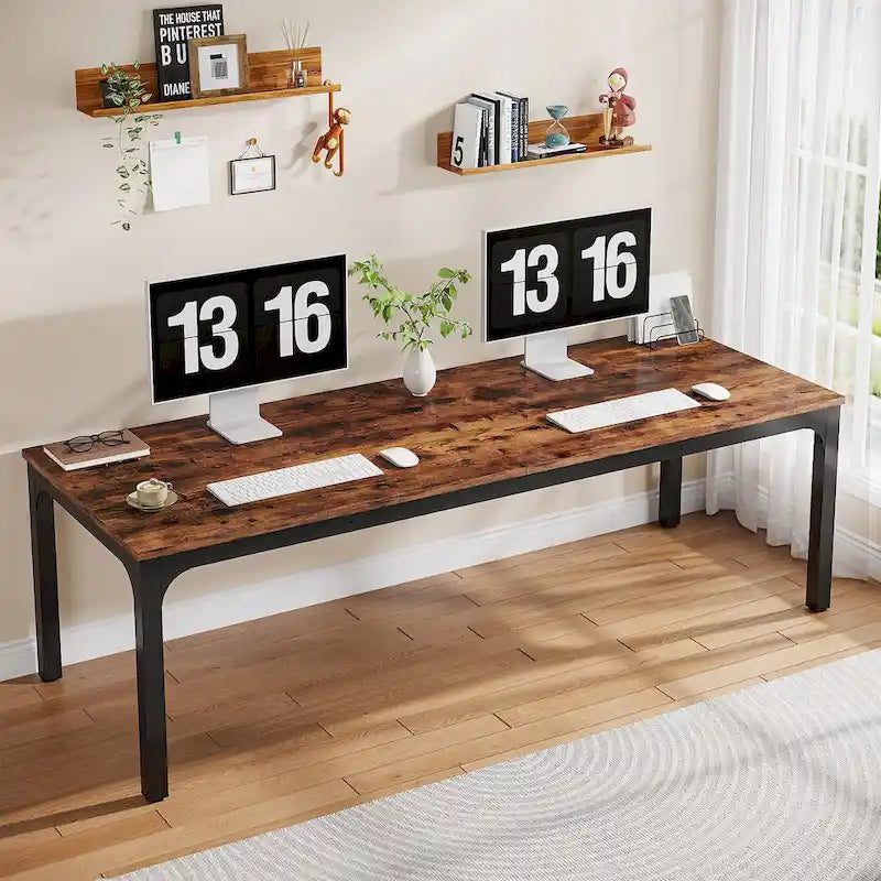 78.8 Inch Extra-Long 2-Person Computer Desk with Sturdy Metal Legs Scratch-Resistant Surface for Home Office