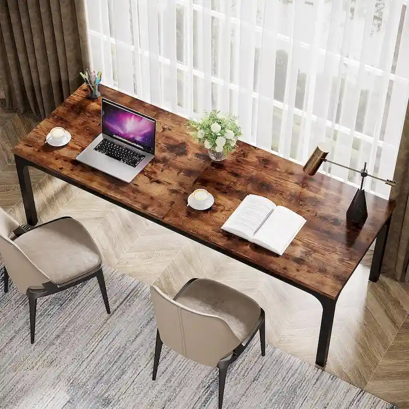 78.8 Inch Extra-Long 2-Person Computer Desk with Sturdy Metal Legs Scratch-Resistant Surface for Home Office