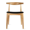 Mid-Century Modern Open-Back Solid Wood Dining Chair with PU Leather Cushion Seat