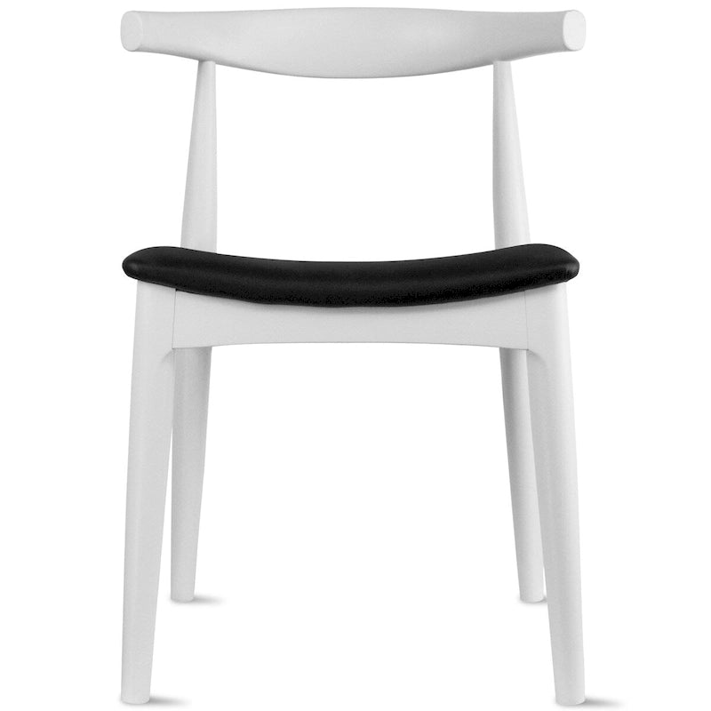 Mid-Century Modern Open-Back Solid Wood Dining Chair with PU Leather Cushion Seat