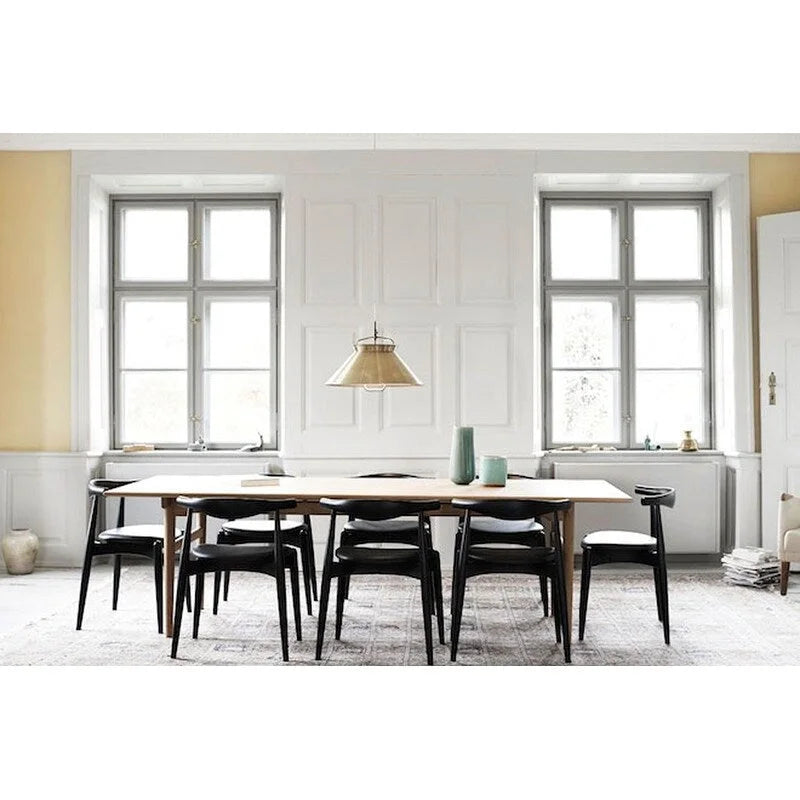 Mid-Century Modern Open-Back Solid Wood Dining Chair with PU Leather Cushion Seat