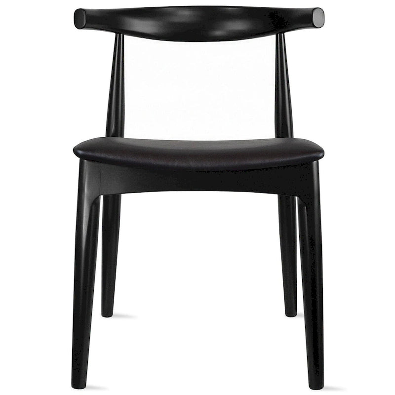 Mid-Century Modern Open-Back Solid Wood Dining Chair with PU Leather Cushion Seat