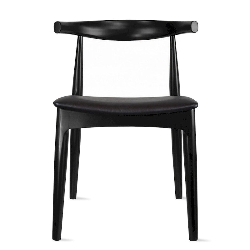 Mid-Century Modern Open-Back Solid Wood Dining Chair with PU Leather Cushion Seat