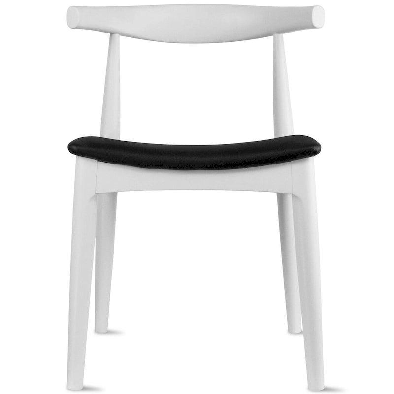 Mid-Century Modern Open-Back Solid Wood Dining Chair with PU Leather Cushion Seat