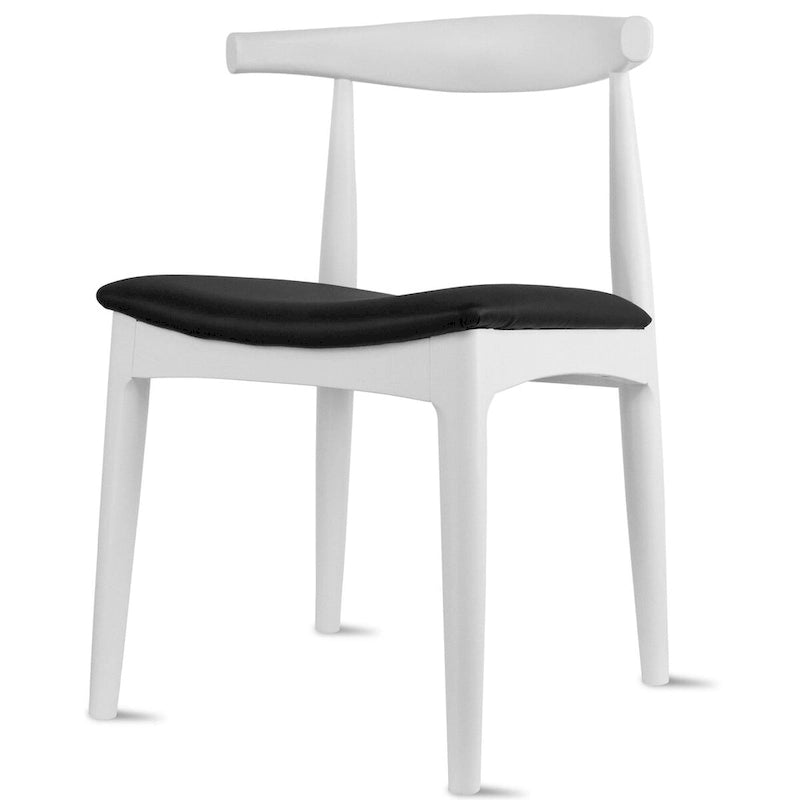 Mid-Century Modern Open-Back Solid Wood Dining Chair with PU Leather Cushion Seat