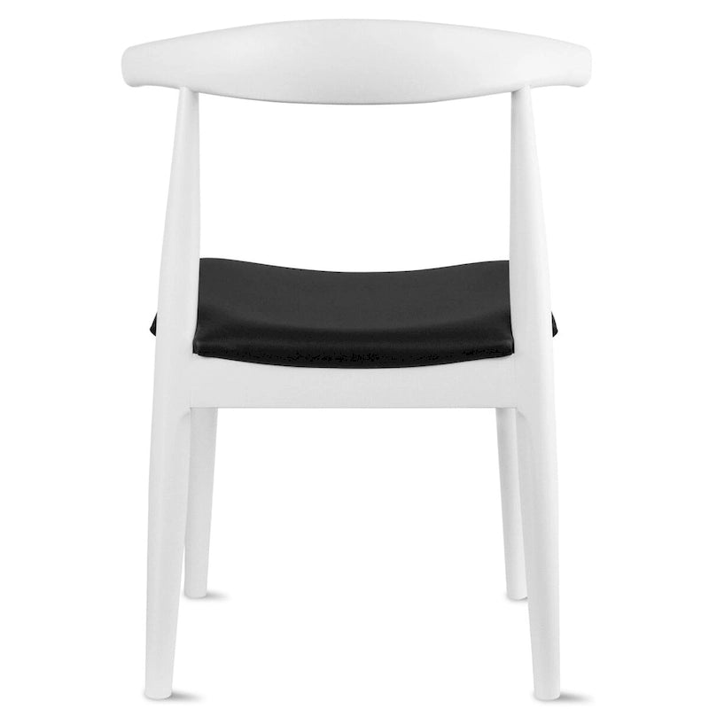 Mid-Century Modern Open-Back Solid Wood Dining Chair with PU Leather Cushion Seat