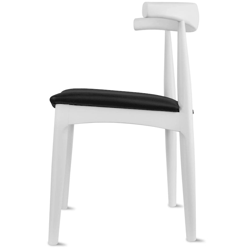 Mid-Century Modern Open-Back Solid Wood Dining Chair with PU Leather Cushion Seat