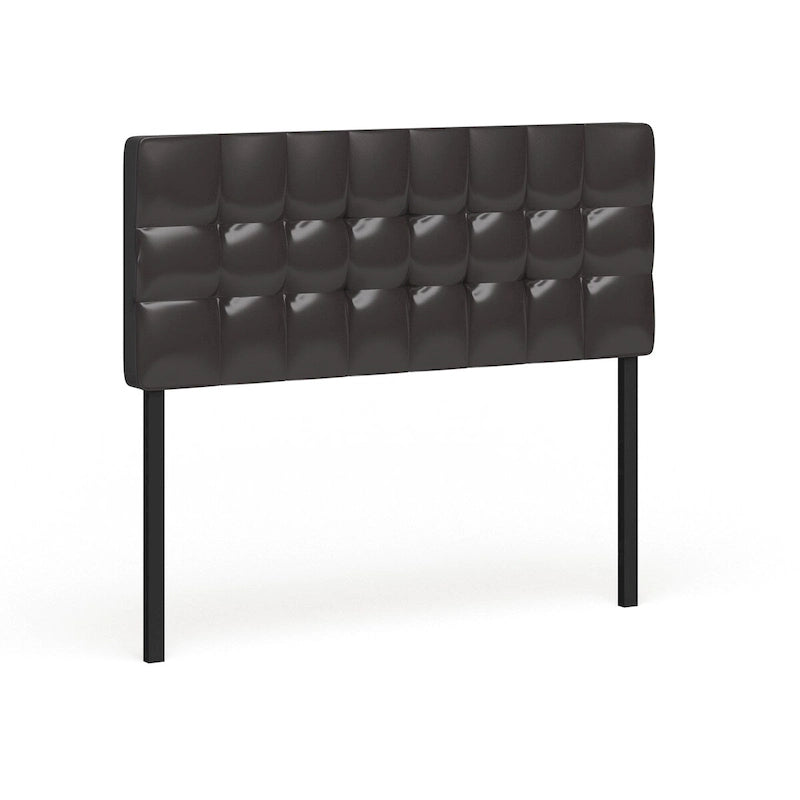 Full Size Square Tufted Vinyl Headboard with Adjustable Height Metal Legs in Black Brown or White