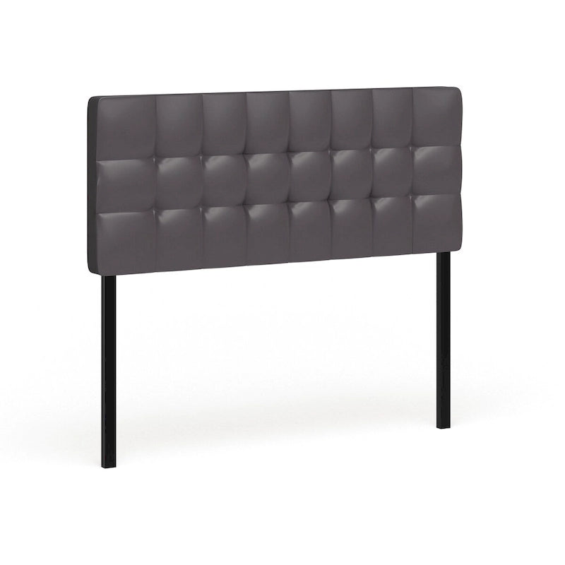 Full Size Square Tufted Vinyl Headboard with Adjustable Height Metal Legs in Black Brown or White