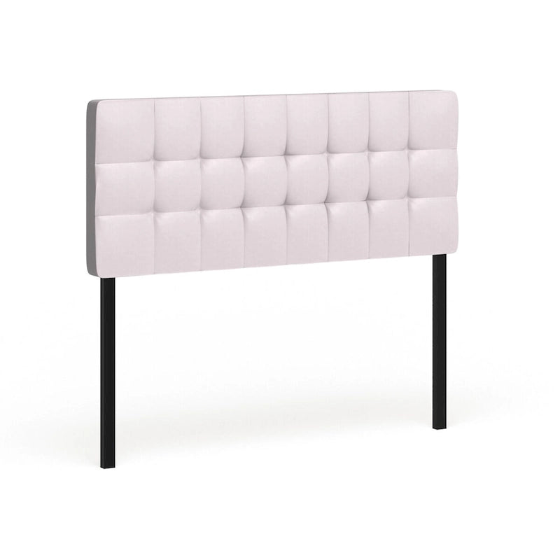 Full Size Square Tufted Vinyl Headboard with Adjustable Height Metal Legs in Black Brown or White