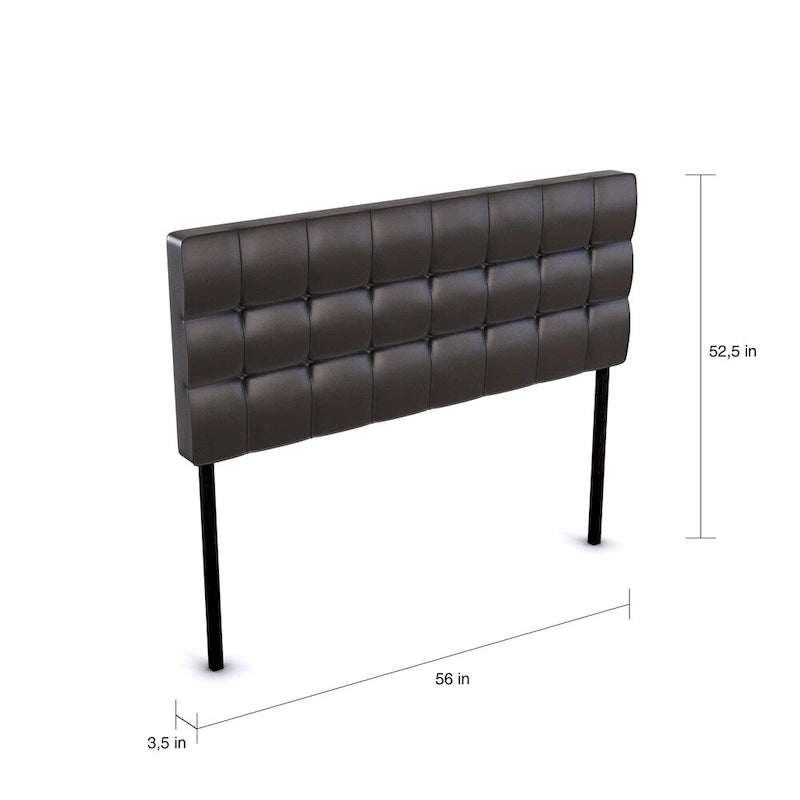 Full Size Square Tufted Vinyl Headboard with Adjustable Height Metal Legs in Black Brown or White