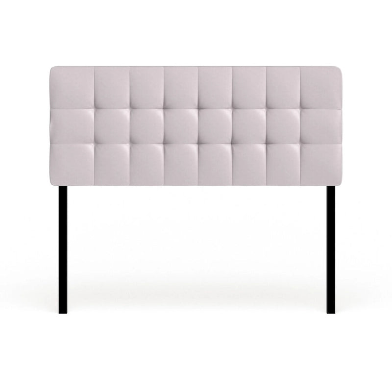 Full Size Square Tufted Vinyl Headboard with Adjustable Height Metal Legs in Black Brown or White
