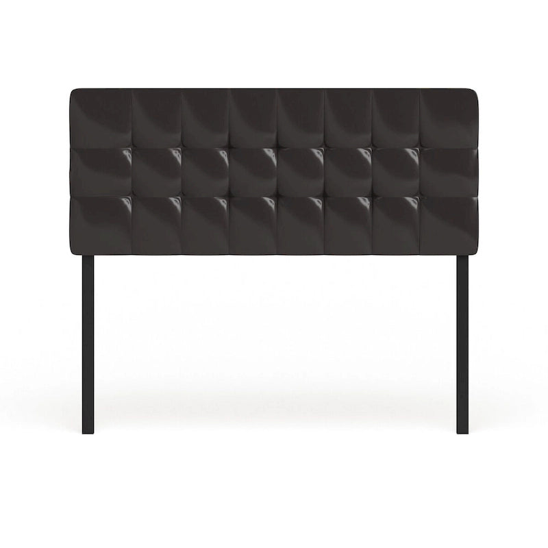 Full Size Square Tufted Vinyl Headboard with Adjustable Height Metal Legs in Black Brown or White