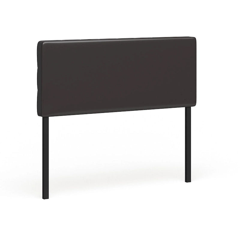 Full Size Square Tufted Vinyl Headboard with Adjustable Height Metal Legs in Black Brown or White