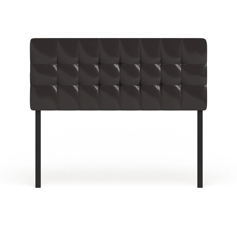 Full Size Square Tufted Vinyl Headboard with Adjustable Height Metal Legs in Black Brown or White