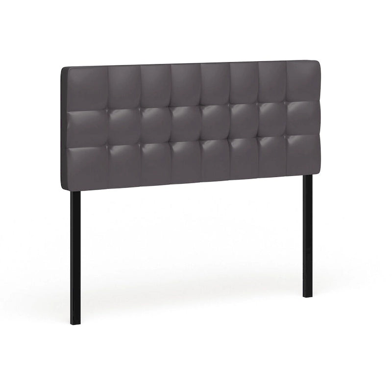 Full Size Square Tufted Vinyl Headboard with Adjustable Height Metal Legs in Black Brown or White