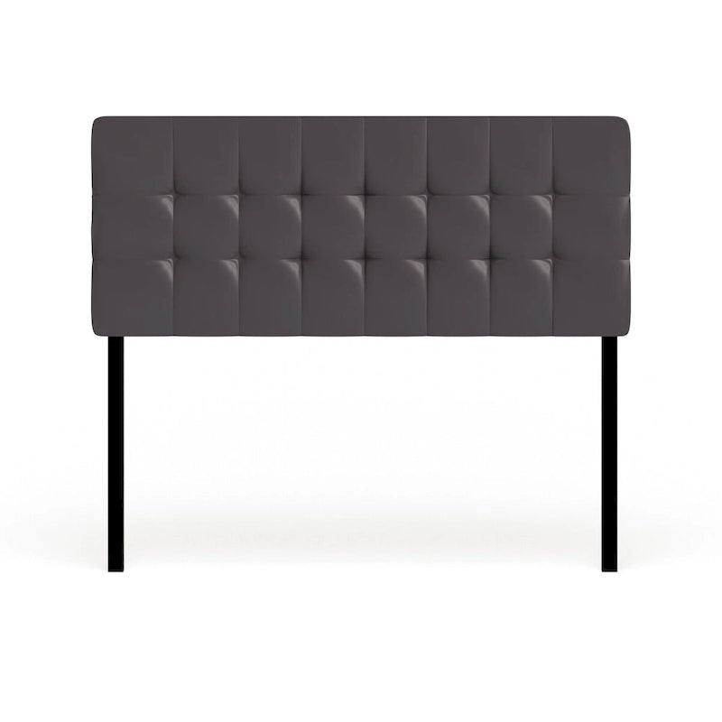 Full Size Square Tufted Vinyl Headboard with Adjustable Height Metal Legs in Black Brown or White