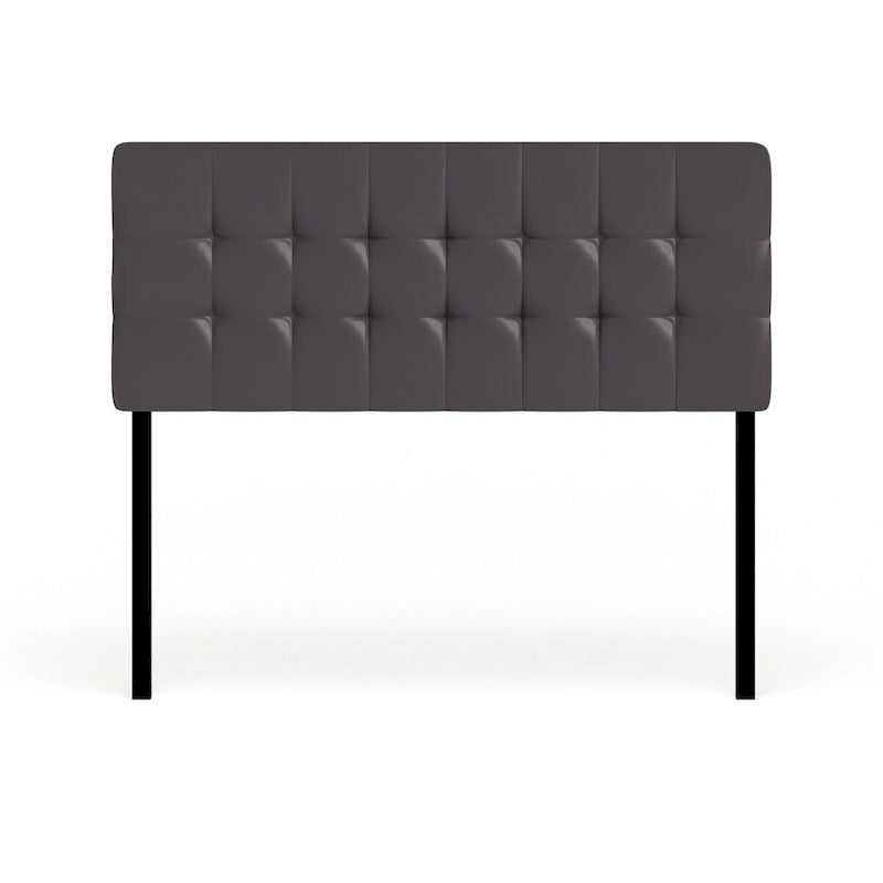 Full Size Square Tufted Vinyl Headboard with Adjustable Height Metal Legs in Black Brown or White