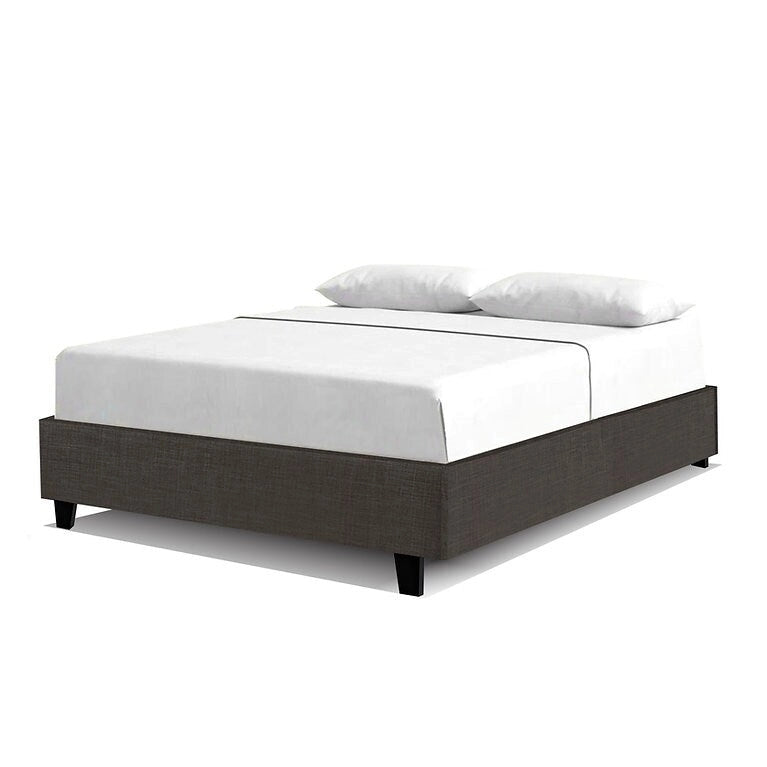 14-Inch Upholstered Platform Bed Frame with Solid Wood Legs and Steel Center Support No Box Spring Needed