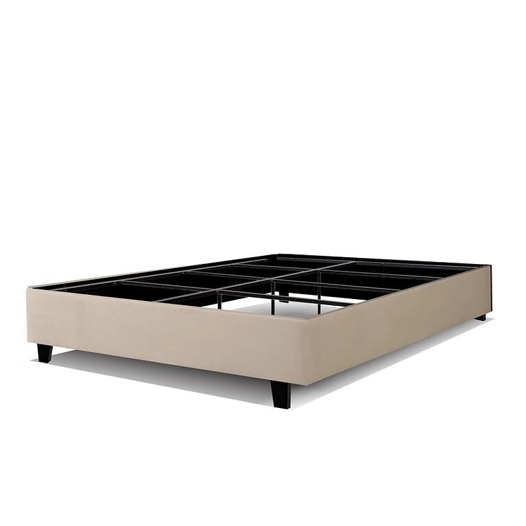 14-Inch Upholstered Platform Bed Frame with Solid Wood Legs and Steel Center Support No Box Spring Needed