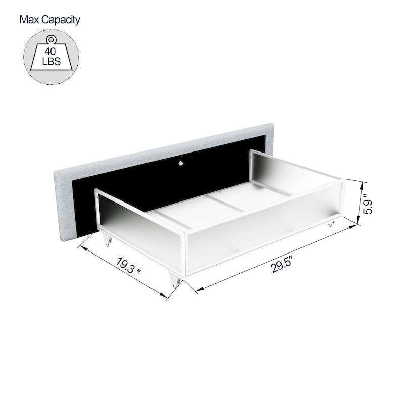 Queen Size Boucle Upholstered Platform Bed with Vertical Tufted Headboard and Storage Drawers in Ivory