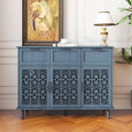 3-Door 3-Drawer Accent Cabinet with Carved Floral Panel Doors and Black Handles