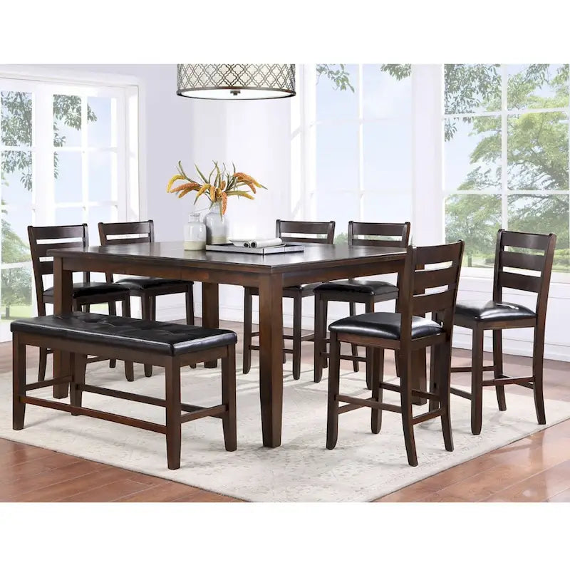 Espresso Solid Wood Square Dining Table with Butterfly Leaf Extension Seats Up to 8 in Traditional Style