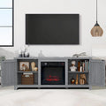 58 Inch Farmhouse Electric Fireplace TV Stand with Barn Door Cabinets and 3D Flame Effect